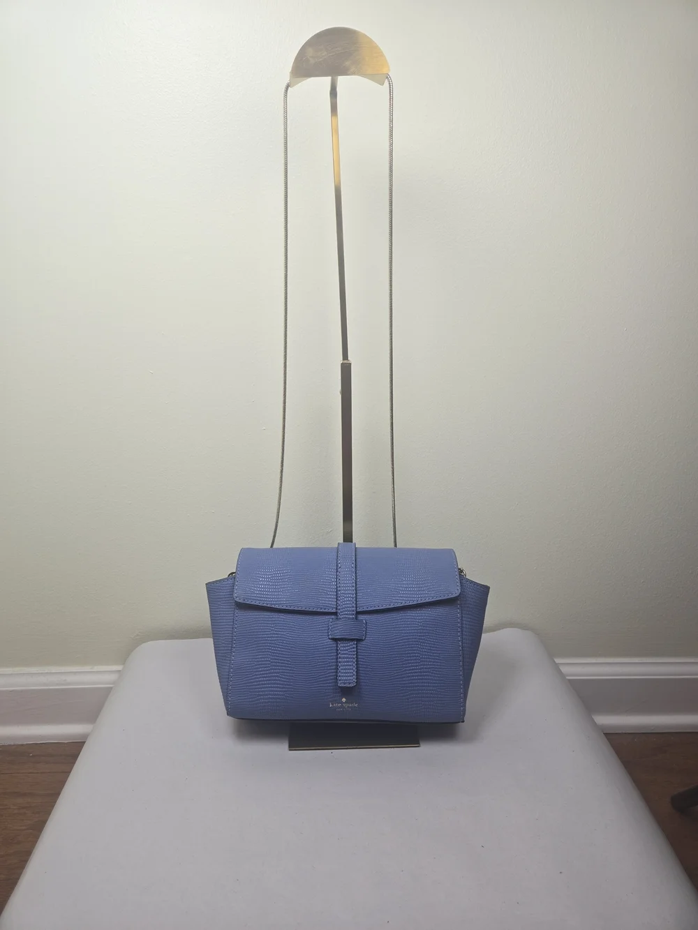 Kate Spade Blue Textured Structured Crossbody Bag